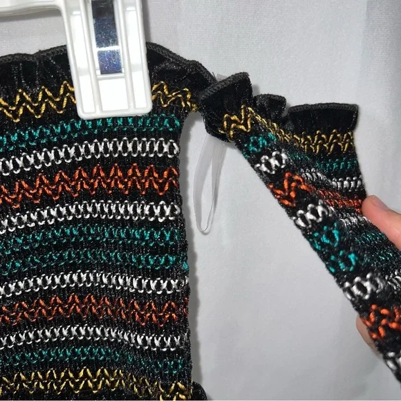 Fashion Nova Festive Off The Shoulder Velvety Top Size XS Black Ruffle Trim - Picture 7 of 8